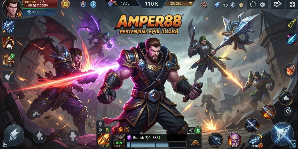 Tampilan dinamis dan seru di arena pertarungan AMPER88.