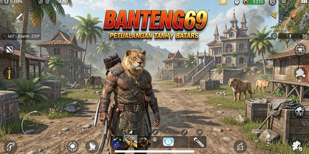 Tangkapan layar gameplay BANTENG69 menunjukkan keseruan petualangan di dunia terbuka.