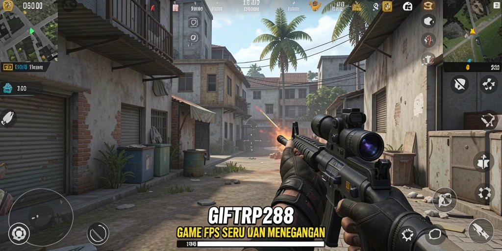 Screenshot dari GAMEPLAY GIFTRP288 yang menunjukkan aksi menembak intens.