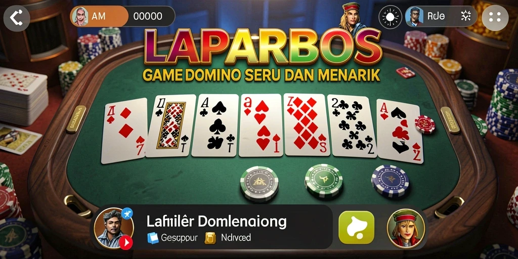 Tampilan gameplay seru LAPARBOS dengan berbagai mode permainan Domino.