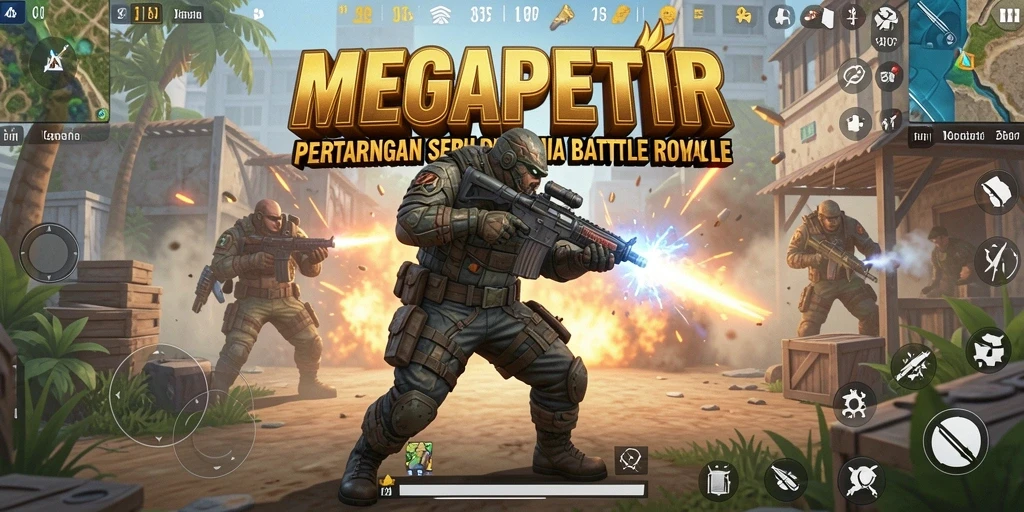 Tampilan seru gameplay pertarungan Battle Royale MEGAPETIR.