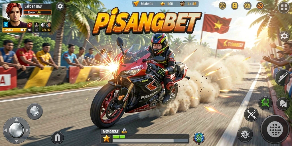 Gameplay seru PISANGBET dengan balapan motor yang menegangkan.