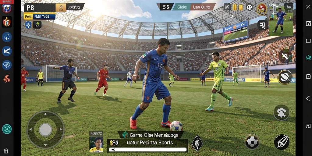 Tampilan game RP8 dengan aksi olahraga yang dinamis.